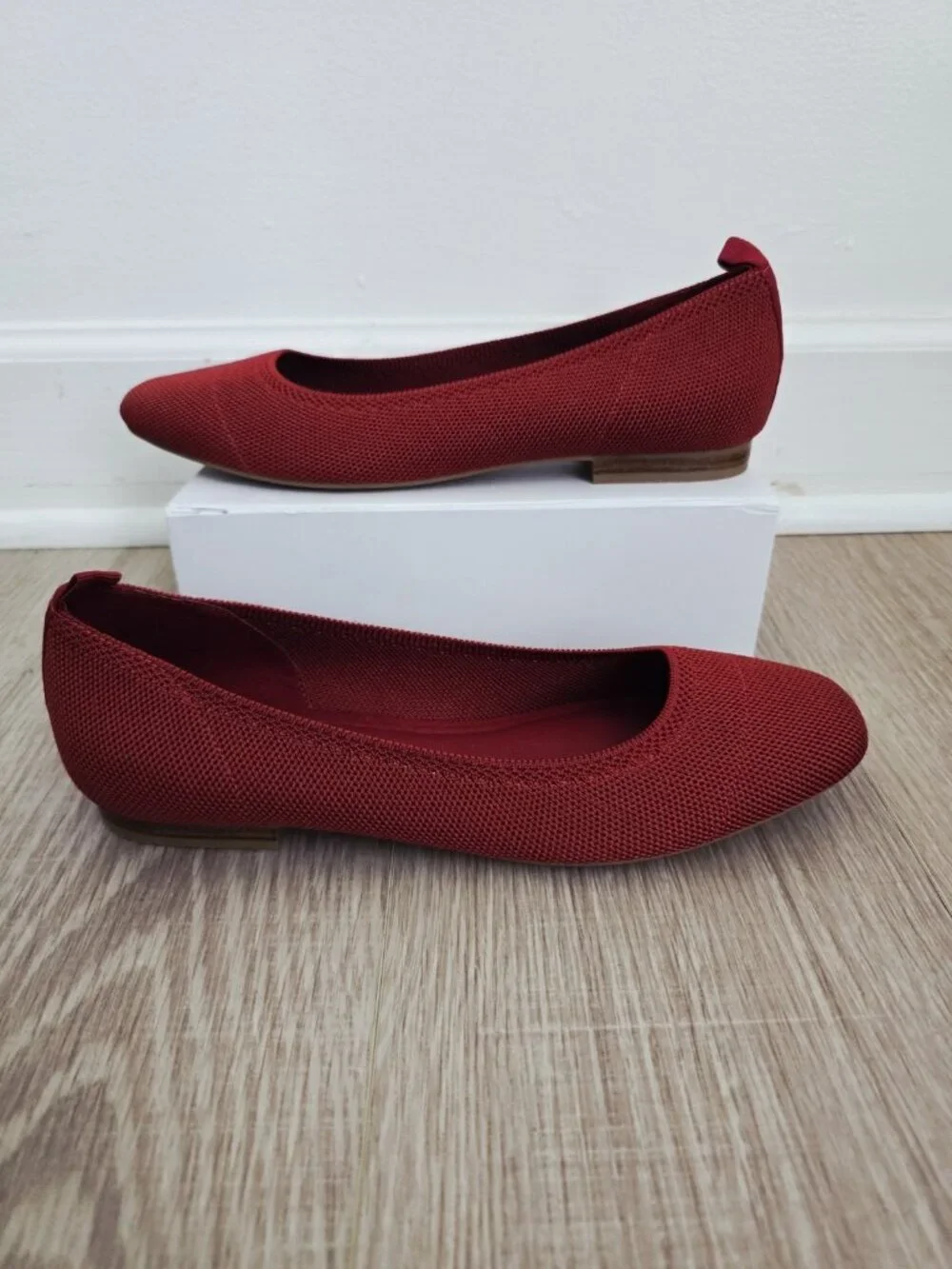 Mia Rasia Red Ballet Ballerina Flats Shoes 11 Knit Slip On Round Toe Womens